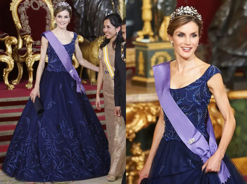 Queen Letizia of Spain at the reception held for Peru President and first lady in 2015