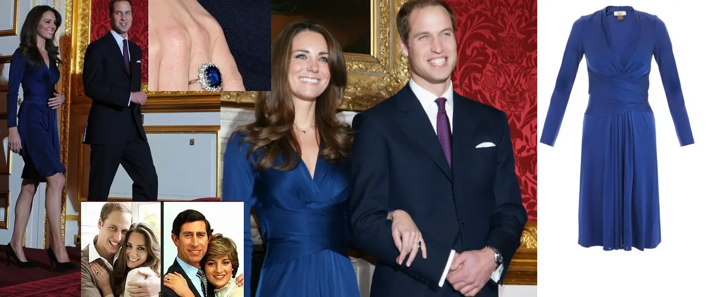 Kate Middleton wore Blue Issa Engagement Dress to announce her engagement in 2010