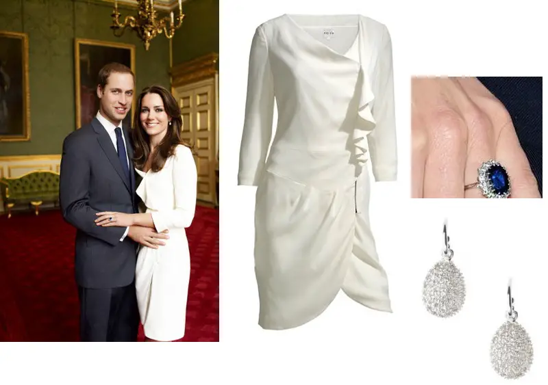 The Duchess of Cambridge wore Nannette Dress from Reiss for official engagmeent pictures