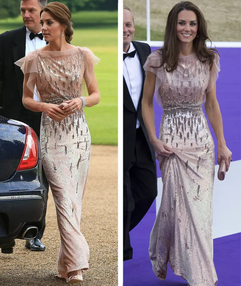 Duchess of Cambridge's gorgeous blush pink sequined Jenny Packham gown