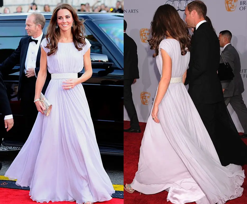 Newly Married Duchess of Cambridge wore Alexander McQueen lavender Gown at Bafta in 2011