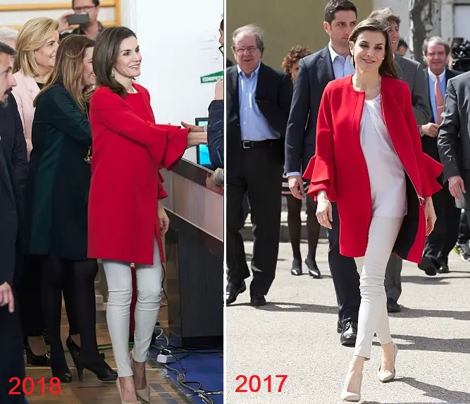 Letizia was looking chic and elegant as she recycled her look from the Princess of Girona Foundation Award 2017