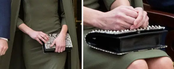 Queen Letizia carried Magrit Python Leather clutch