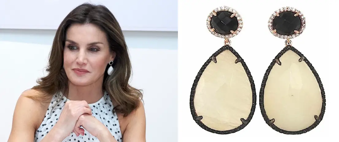 Queen Letizi wore Coolook black and white Oynx and Zircons earrings