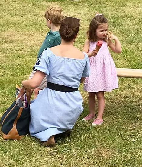 Duchess of Cambridge with George and Charlotte at horse trials 2018