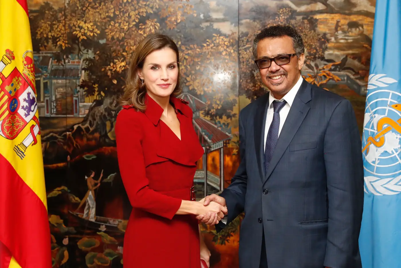 Queen Letizia in stunning red for WHO meeting in Geneva