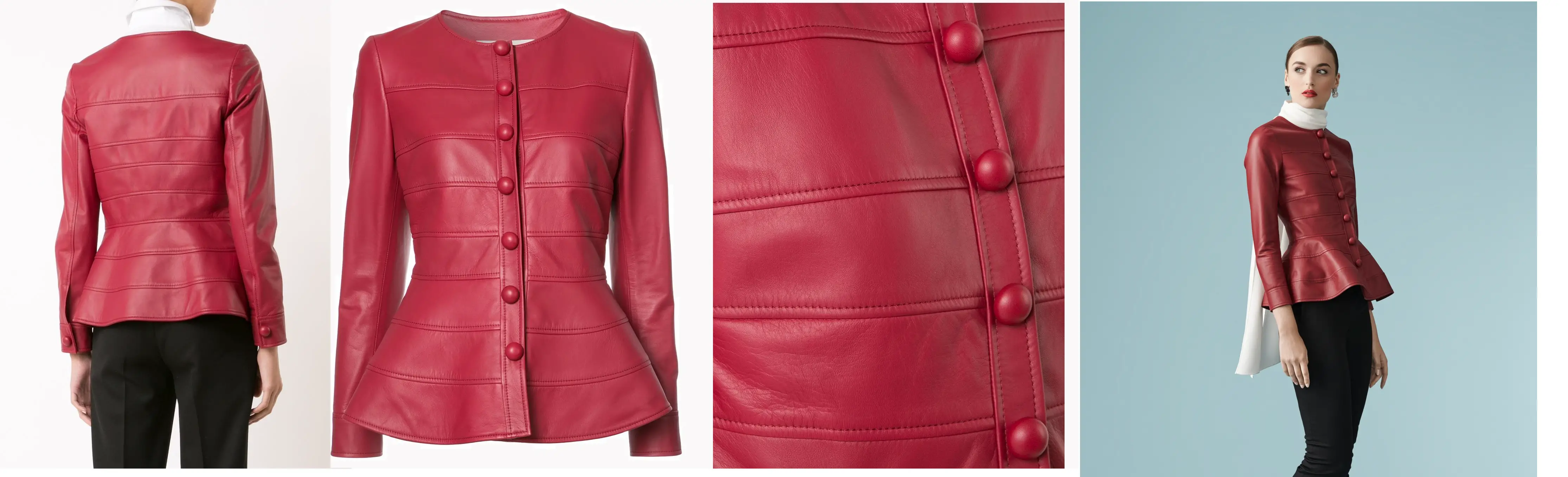 Queen Letizia in Carolina Herrera red peplum leather jacket