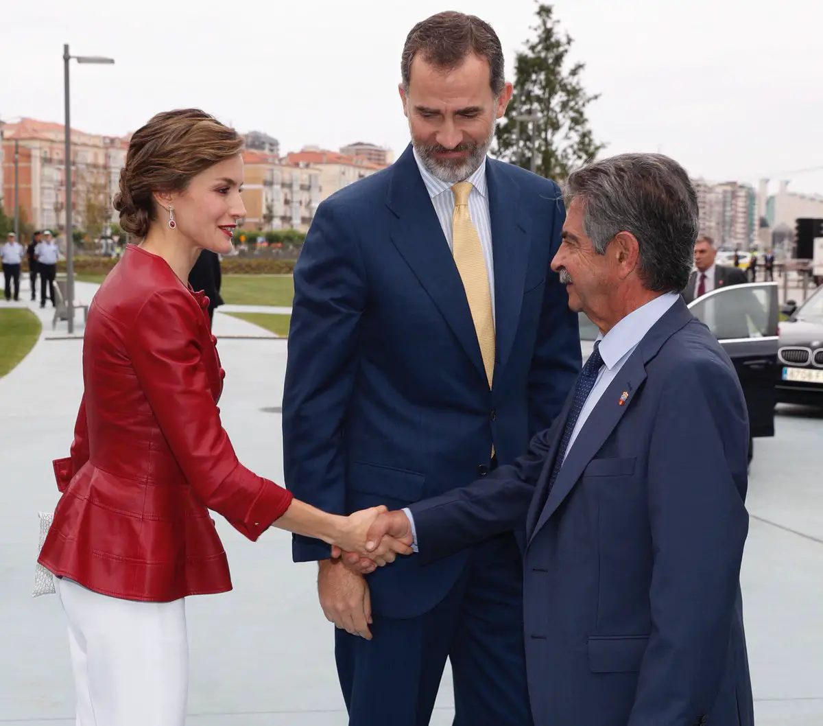 Queen Letizia goes leather for the opening of new art center in Santander