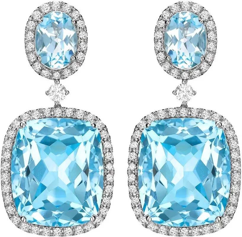 The Duchess of Cambridge wore Kiki Blue Topaz and Diamond Drop Earrings