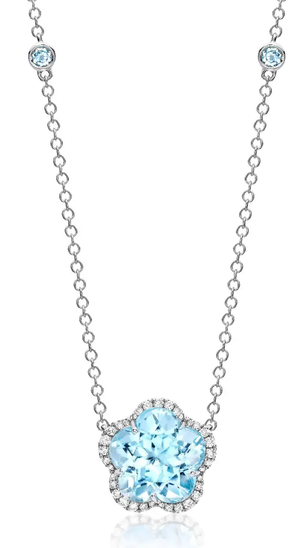 The Duchess of Cambridge was wearing Kiki Blue Topaz and Diamond Drop Necklace