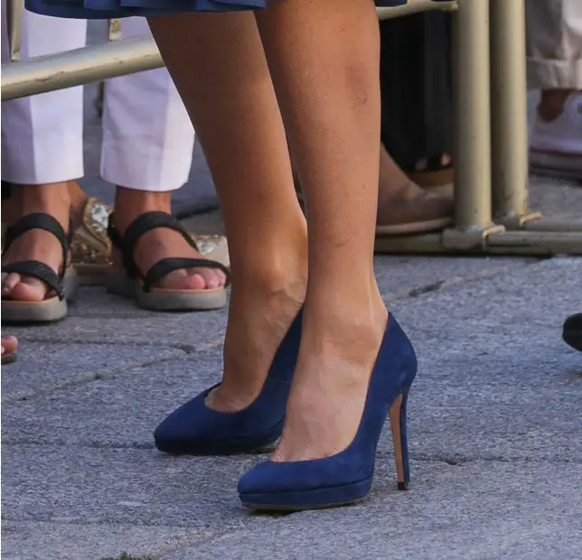 Queen Letizia wore Magrit suede platform pumps