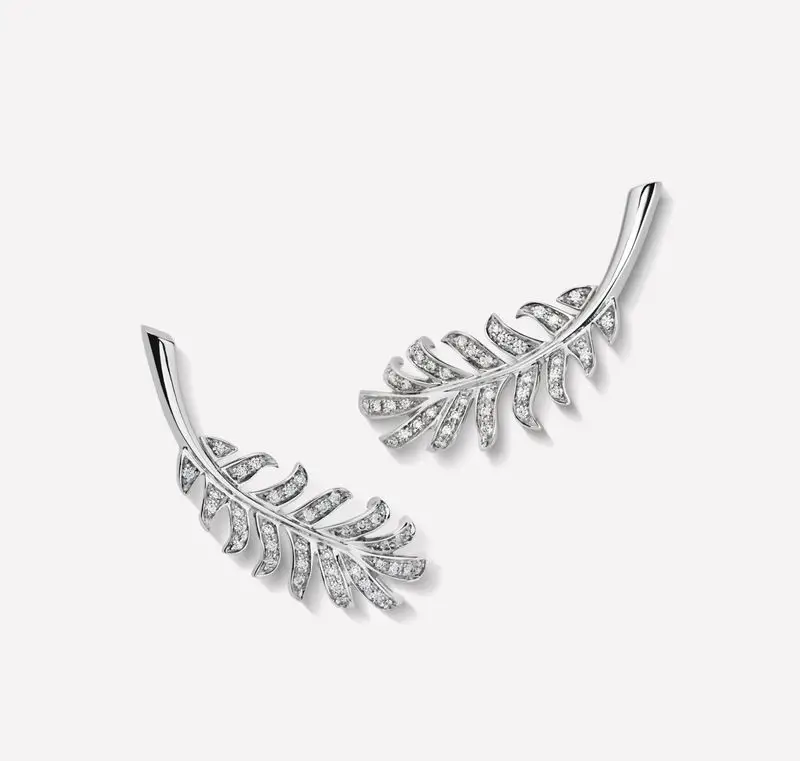 Queen Letizia Chanel 'Plume' white gold diamond earrings
