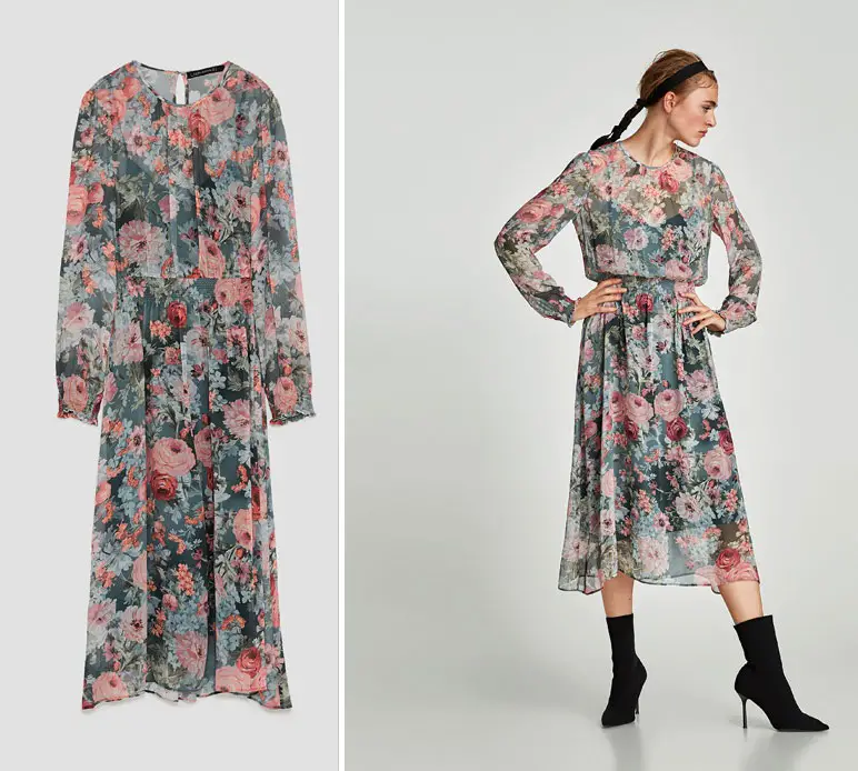 Queen Letizia Zara Floral print Midi Dress