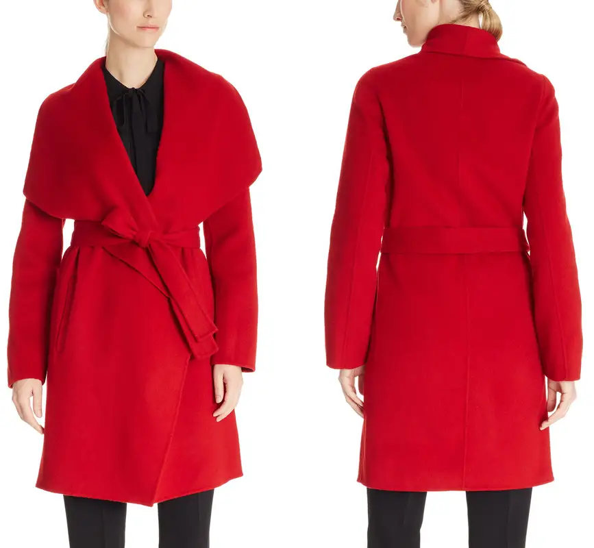 Letizia was wearing her red Hugo Boss Catifa wrap belt coat that she first wore in 2015