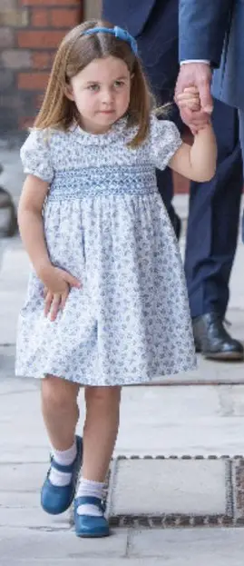 Princess Charlotte at the christening of Prince Louis
