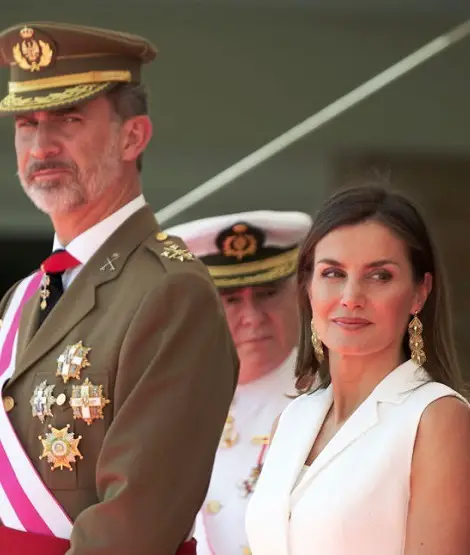 Queen Letizia and King Felipe at Royal officer adacemy