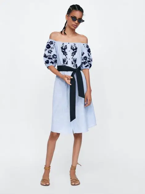 Zara Flocked Print Dress