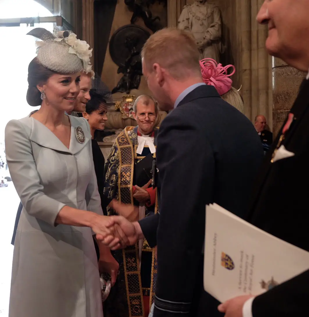 The Duchess of Cambridge greeting the RAF Personnel inside the Abbey