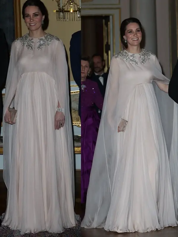 The Duchess of Cambridge was looking every inch Princess that she is in this Alexander McQueen blush gown during Norway visit