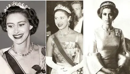 Princess Margaret and Princess Anne wearing Cartier Halo Tiara