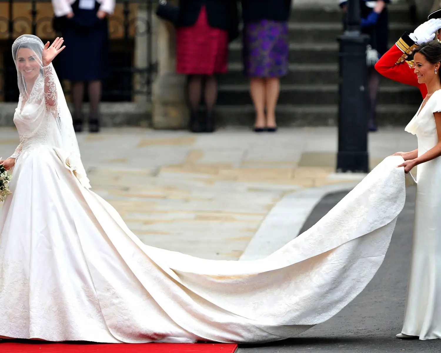 The Duchess of Cambridge arriving at her wedding