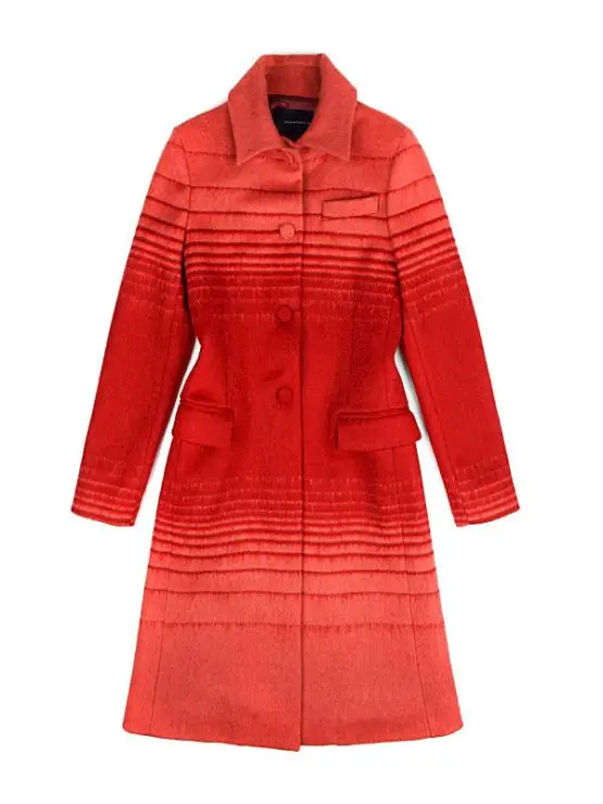 Jonathan Saunders Athena Wool Jacquard Coat In Red Stripe