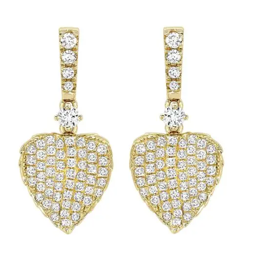 Kiki Lauren Yellow Gold Pavé Diamond Leaf Earrings