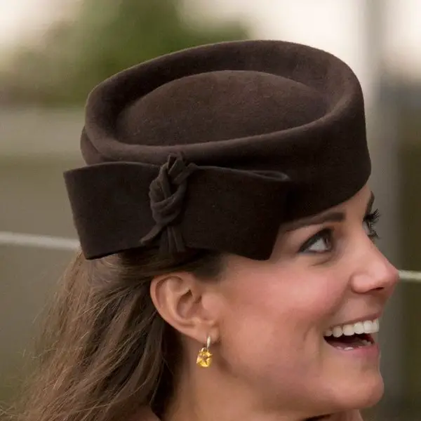 The Duchess of Cambridge wore Lock & Co. Hatters Brown Betty Boop Hat