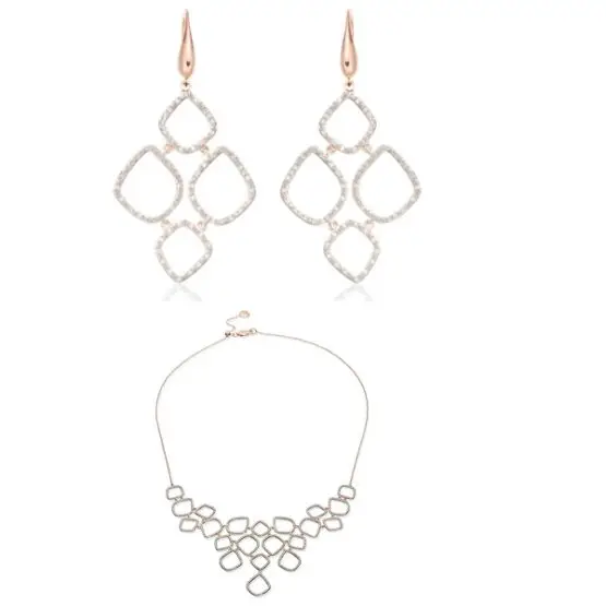 Monica Vinader Riva Diamond Cluster Drop Earrings and Necklace