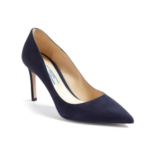 The Duchess of Cambridge wore Prada Suede Pointy-toe Pumps