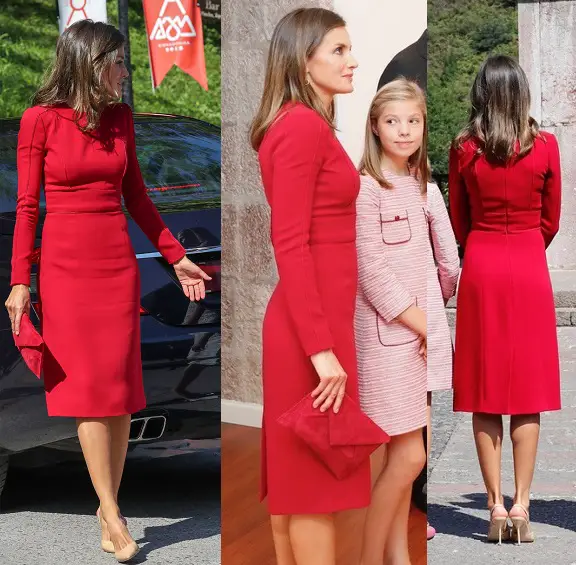 Queen Letizia of Spain wore red Carolina Herrera dress to Kingdom of Asturias Centenary