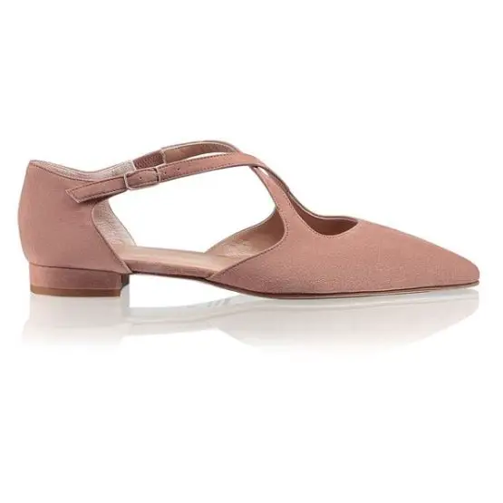 Russell Bromley Xpresso Blush Suede Crossover Flat 1