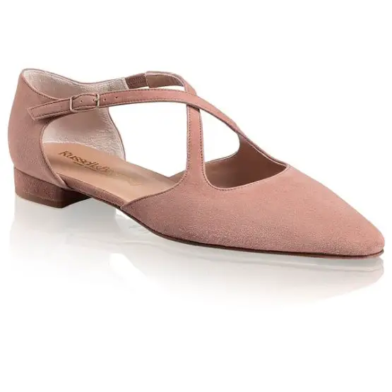 Russell Bromley Xpresso Blush Suede Crossover Flat
