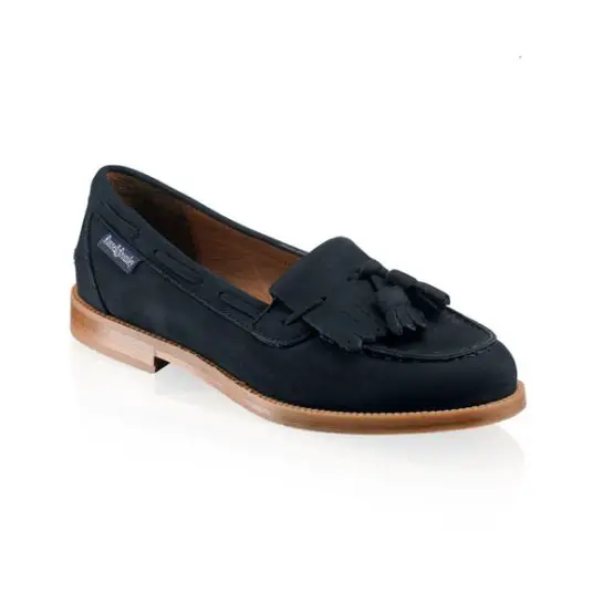 Russell and Bromely Chester Navy Nubuck Tassel Loafer