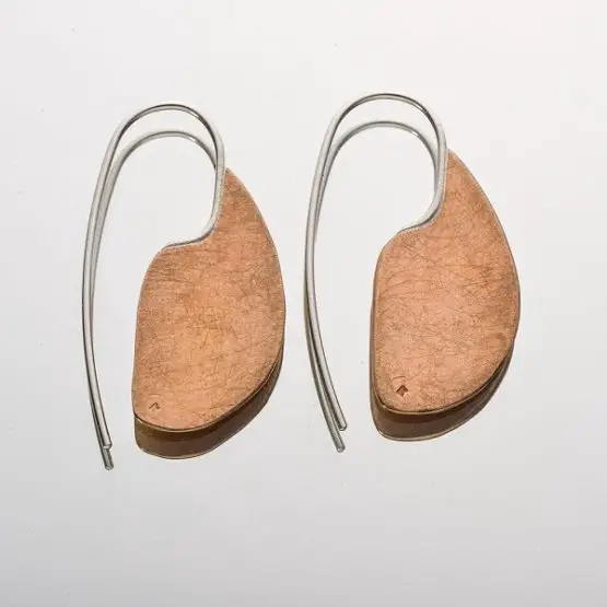 Shelley Silversmith Large Bronze Modern Ulu earrings 2