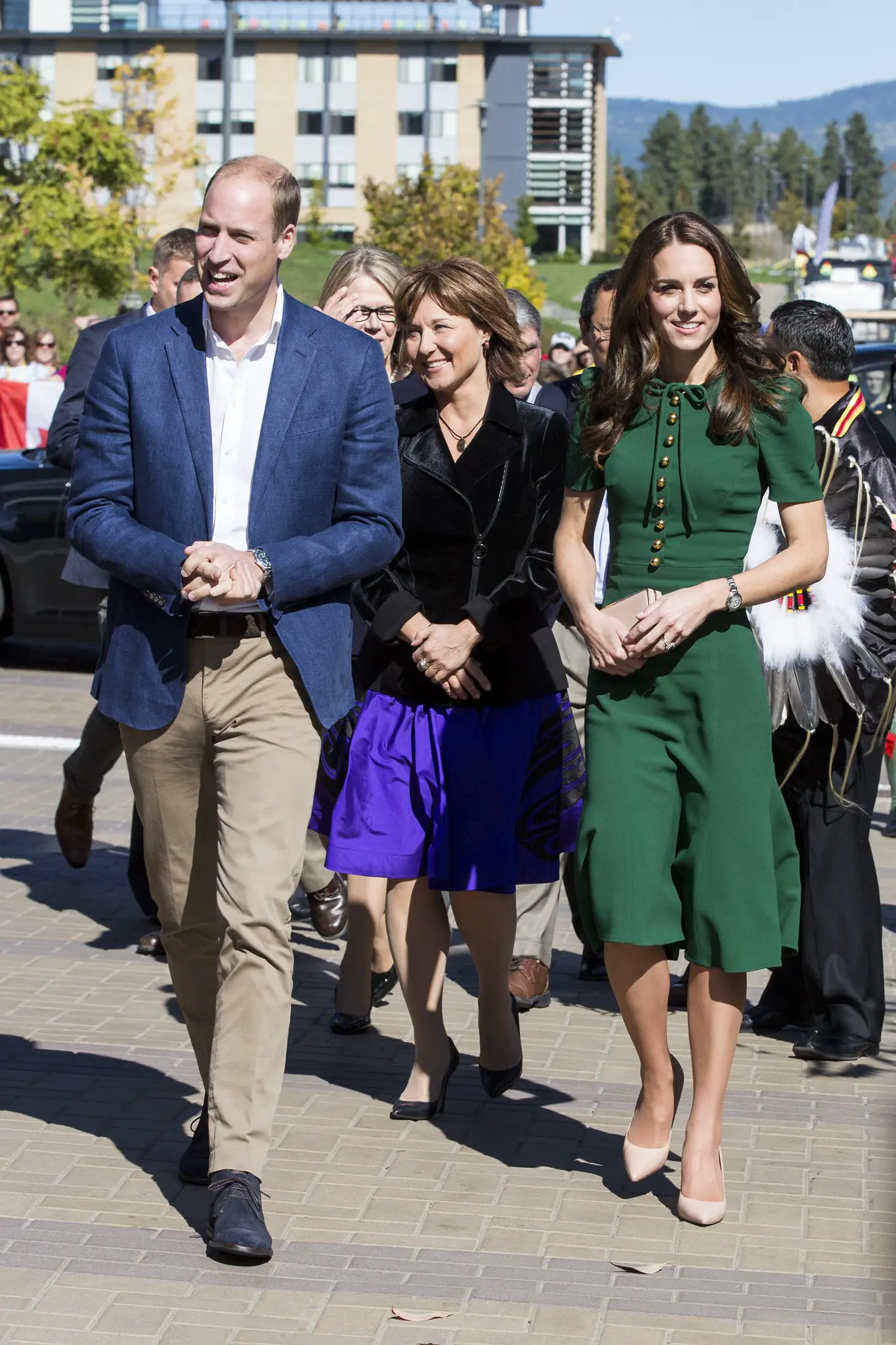 The Duchess of Cambridge in green Dolce and Gabbana Dress in Yukon