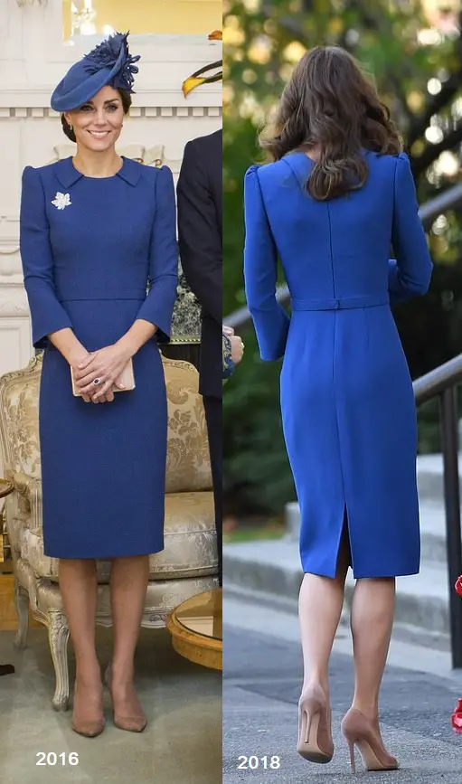 The Duchess of Cambridge looked gorgeous in blue tailored Jenny Packham dress