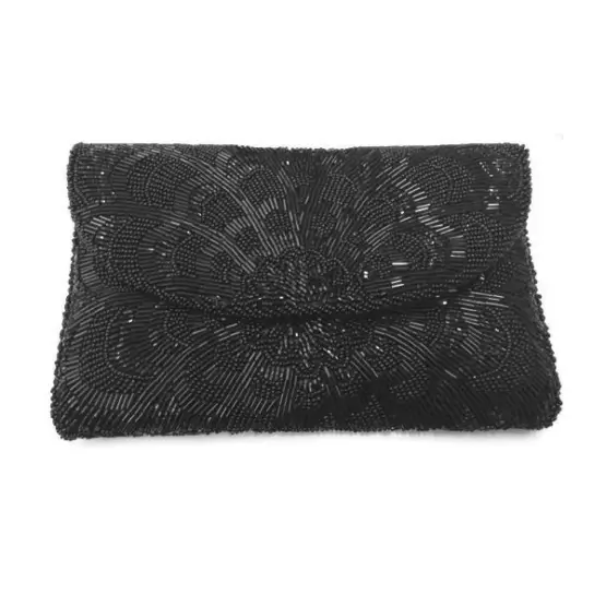 The Duchess of Cambridge carried Magid Black Beaded Vintage Clutch