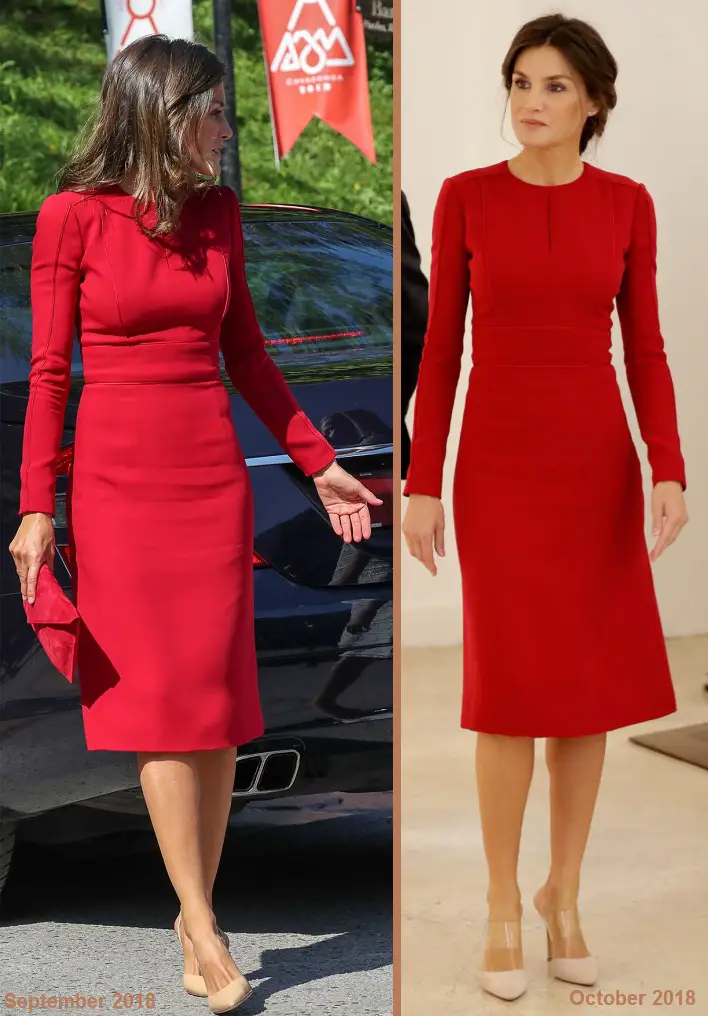 Queen Letizia wore Red Carolina Herrera dress to Rome