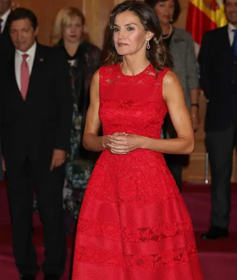 Queen Letizia in red Carolina Herrera dress 2