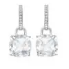 White Topaz and Diamond Cushion Drop earrings