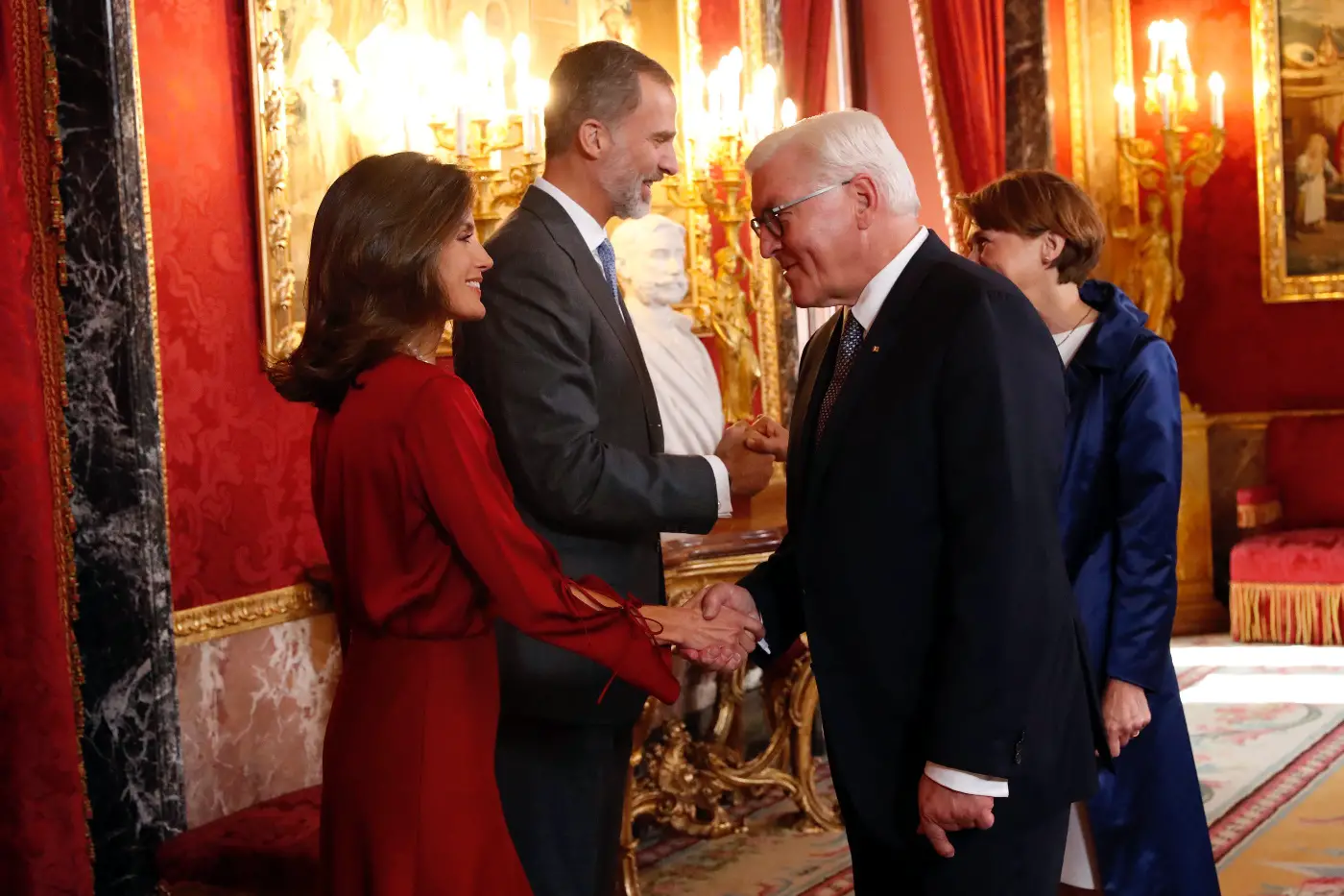 King Felipe and Queen Letizia welcomed the President of Germany Mr Frank-Walter Steinmeier and Mrs Elke Büdenbender at the royal palace in Madrid