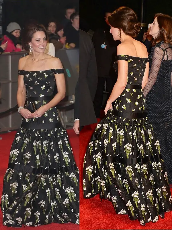 The Duchess of Cambridge's Alexander McQueen Black Gown with floral print brought mixed reactions from the Royal Fashion Community