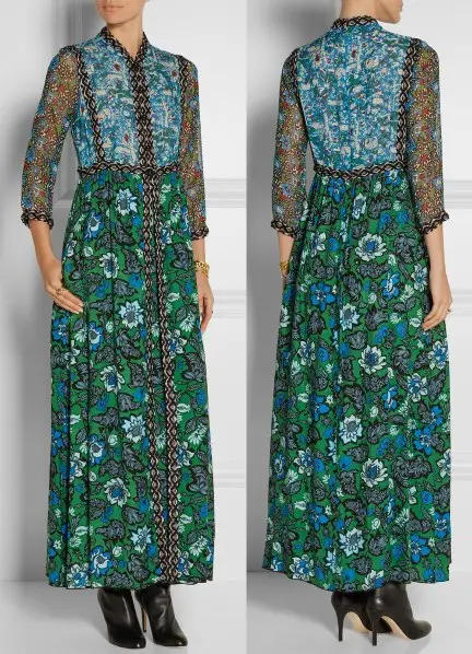 Duchess oaf Cambridge wore Anna Sui Crinkled Silk-Chiffon and Twill Maxi Dress in Assam during India visit 