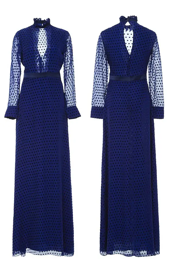 Duchess of Cambridge wore Saloni London Blue Mary Illusion Dot Dress at a reception before India tour in April 2016