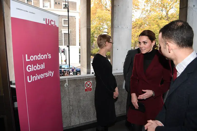 The Duchess of Cambridge's embargoed appearance in familiar burgundy Skirt Suit