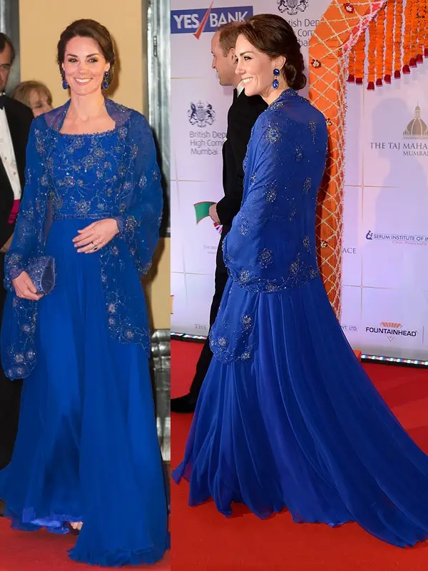 The Duchess of Cambridge dazzled Jenny Packham Blue Gown in 2016 during Bollywood Gala night