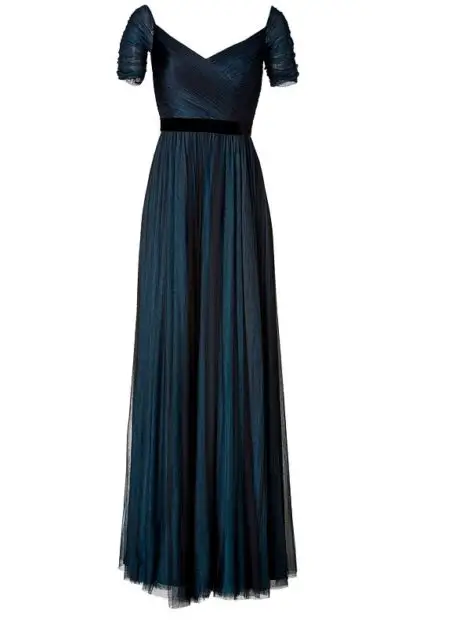 Jenny Packham Ink Blue Silk Tulle Gown