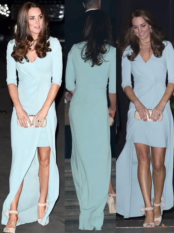 Pregnant Duchess of Cambridge was looking stunning in this Jenny Packham Pale Blue Gown in 2014