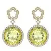 Kiki McDonough Diamond Flower and Lemon Quartz Drop Earrings